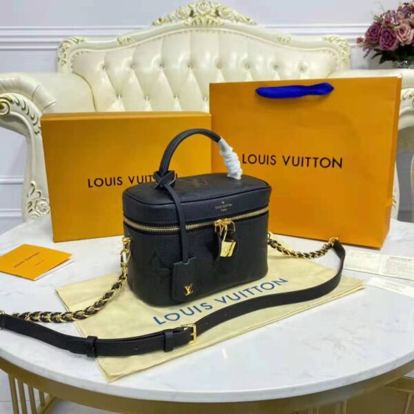 Louis Vuitton LV Women Vanity PM Handbag Black Embossed Grained Cowhide Leather (11)