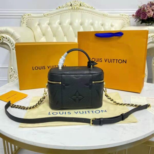 Louis Vuitton LV Women Vanity PM Handbag Black Embossed Grained Cowhide Leather (12)