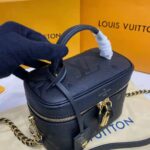 Louis Vuitton LV Women Vanity PM Handbag Black Embossed Grained Cowhide Leather - Image 9
