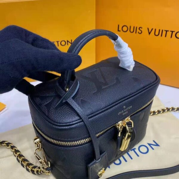 Louis Vuitton LV Women Vanity PM Handbag Black Embossed Grained Cowhide Leather (14)