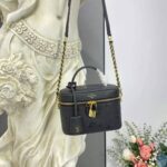 Louis Vuitton LV Women Vanity PM Handbag Black Embossed Grained Cowhide Leather - Image 3
