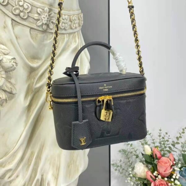 Louis Vuitton LV Women Vanity PM Handbag Black Embossed Grained Cowhide Leather (4)
