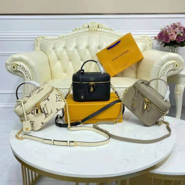Louis Vuitton LV Women Vanity PM Handbag Tourterelle Beige Embossed Grained Cowhide Leather (4)