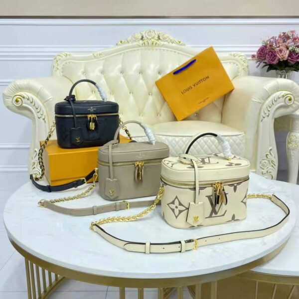 Louis Vuitton LV Women Vanity PM Handbag Tourterelle Beige Embossed Grained Cowhide Leather (5)