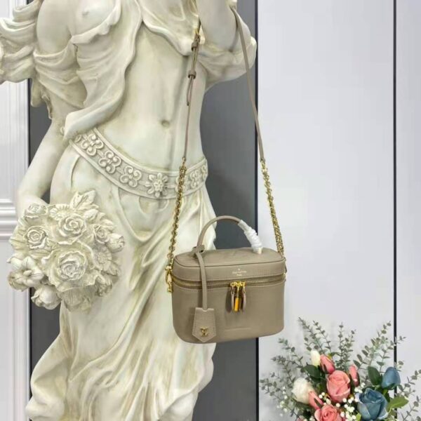 Louis Vuitton LV Women Vanity PM Handbag Tourterelle Beige Embossed Grained Cowhide Leather (6)