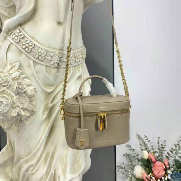 Louis Vuitton LV Women Vanity PM Handbag Tourterelle Beige Embossed Grained Cowhide Leather (7)