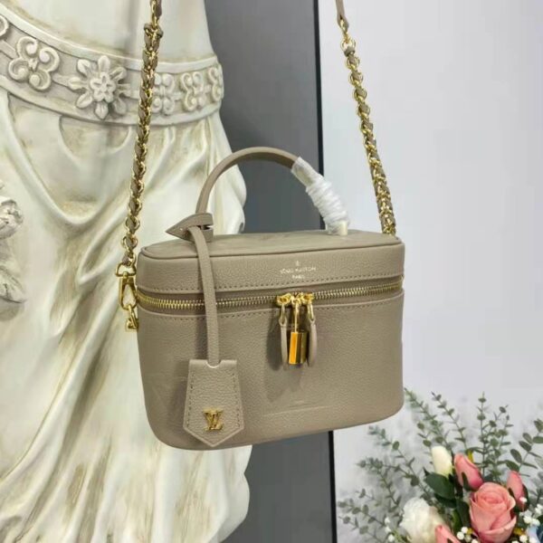 Louis Vuitton LV Women Vanity PM Handbag Tourterelle Beige Embossed Grained Cowhide Leather (8)