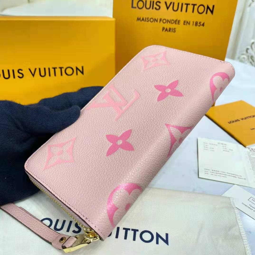 Louis Vuitton LV Women Zippy Wallet Pink Monogram Empreinte Embossed ...
