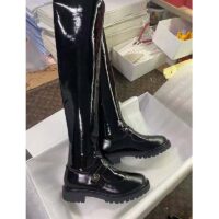 Dior Women Shoes D-Doll Thigh Boot Black Crinkled and Stretch Patent Calfskin