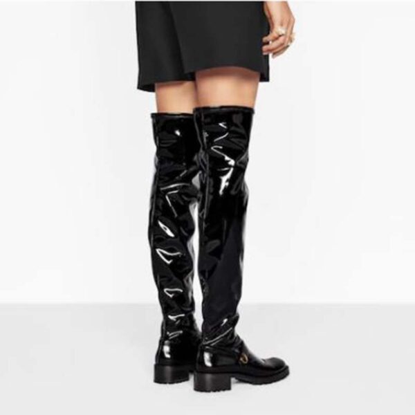 Dior Women Shoes D-Doll Thigh Boot Black Crinkled and Stretch Patent Calfskin (7)