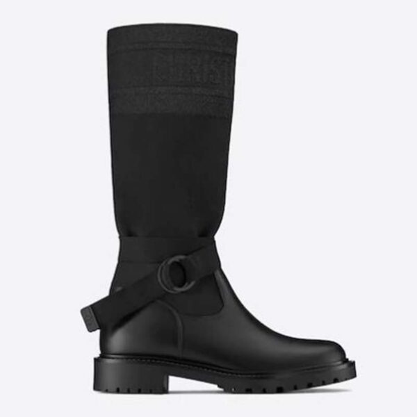 Dior Women Shoes D-Major Boot Black Technical Fabric and Calfskin