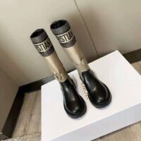 Dior Women Shoes D-Major Boot Taupe Black Technical Fabric Black Calfskin