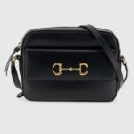 Gucci Women Gucci Horsebit 1955 Small Shoulder Bag Black Textured Leather