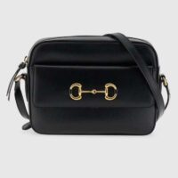 Gucci Women Gucci Horsebit 1955 Small Shoulder Bag Black Textured Leather