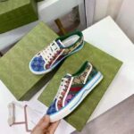 Gucci GG Unisex Gucci Tennis 1977 GG Multicolor Sneaker Green and Blue GG Canvas - Image 8