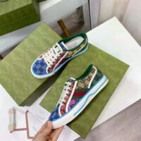 Gucci GG Unisex Gucci Tennis 1977 GG Multicolor Sneaker Green and Blue GG Canvas