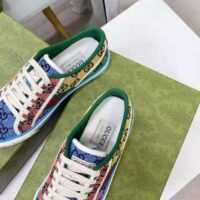 Gucci GG Unisex Gucci Tennis 1977 GG Multicolor Sneaker Green and Blue GG Canvas