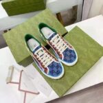 Gucci GG Unisex Gucci Tennis 1977 GG Multicolor Sneaker Green and Blue GG Canvas - Image 3