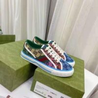 Gucci GG Unisex Gucci Tennis 1977 GG Multicolor Sneaker Green and Blue GG Canvas