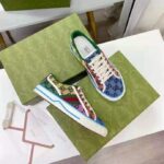 Gucci GG Unisex Gucci Tennis 1977 GG Multicolor Sneaker Green and Blue GG Canvas - Image 5
