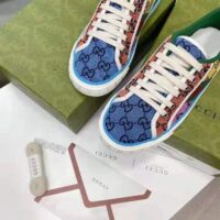 Gucci GG Unisex Gucci Tennis 1977 GG Multicolor Sneaker Green and Blue GG Canvas