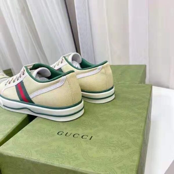 Gucci GG Unisex Gucci Tennis 1977 Sneaker Butter cotton Green and Red Web (10)