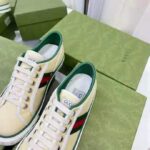 Gucci GG Unisex Gucci Tennis 1977 Sneaker Butter Cotton Green and Red Web - Imagen 8
