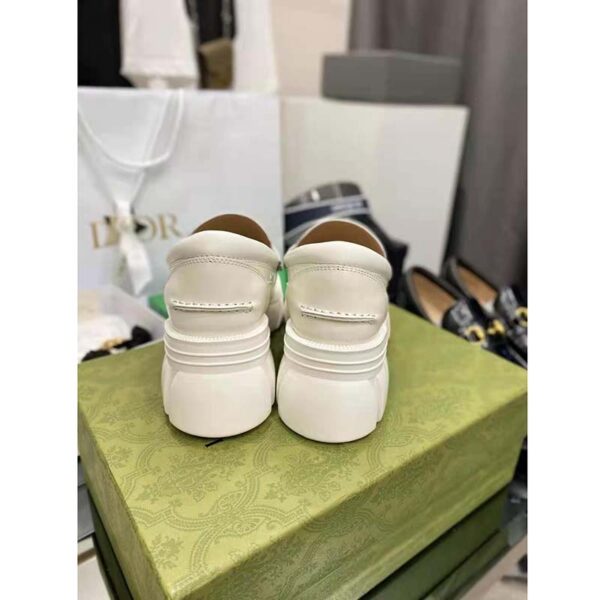 Gucci GG Women Lug sole Horsebit loafer White shiny leather 3 cm Heel (10)