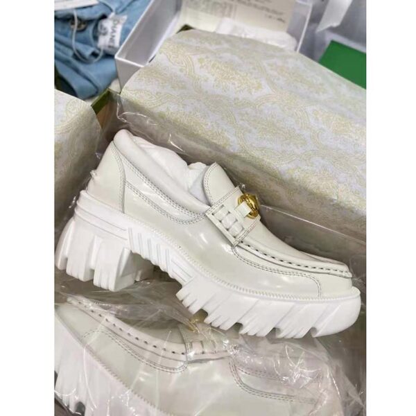 Gucci GG Women Lug sole Horsebit loafer White shiny leather 3 cm Heel (5)