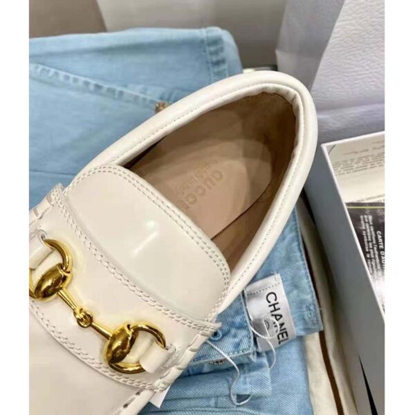 Gucci GG Women Lug sole Horsebit loafer White shiny leather 3 cm Heel (9)