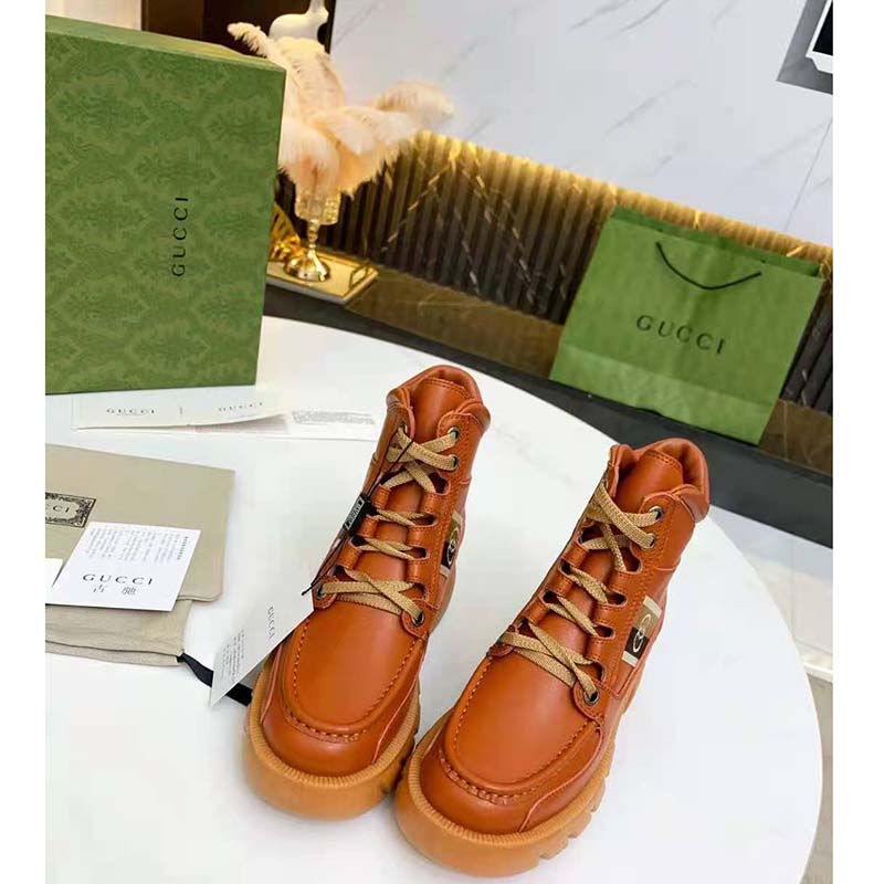 Gucci Unisex Ankle Boot with Interlocking G Cuir Leather Interlocking G Jacquard Stripe (6)