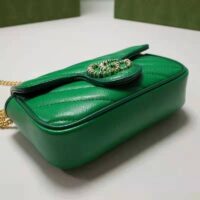 Gucci Unisex GG Marmont Super Mini Bag Green Diagonal Matelassé Leather