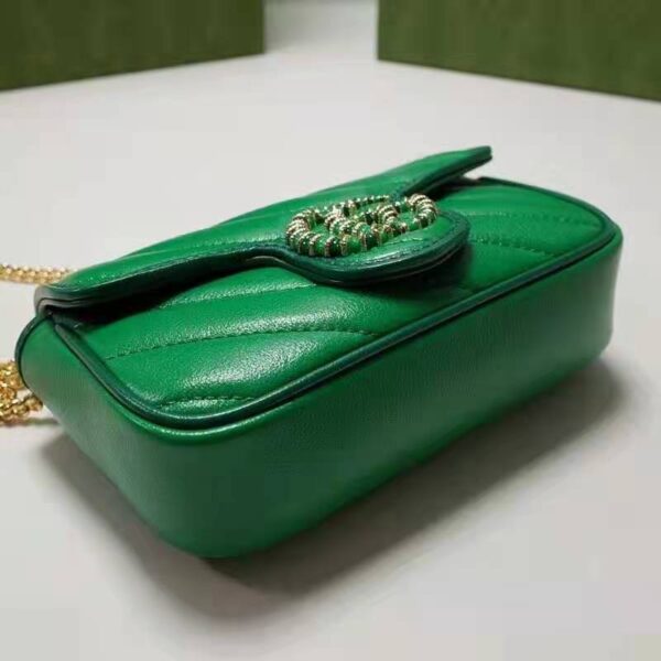 Gucci Unisex GG Marmont Super Mini Bag Green Diagonal Matelassé Leather (1)