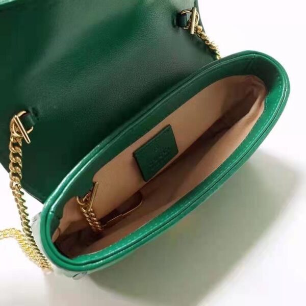 Gucci Unisex GG Marmont Super Mini Bag Green Diagonal Matelassé Leather (3)