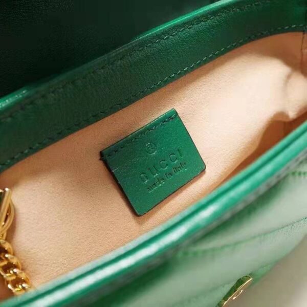 Gucci Unisex GG Marmont Super Mini Bag Green Diagonal Matelassé Leather (4)