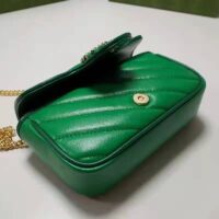 Gucci Unisex GG Marmont Super Mini Bag Green Diagonal Matelassé Leather