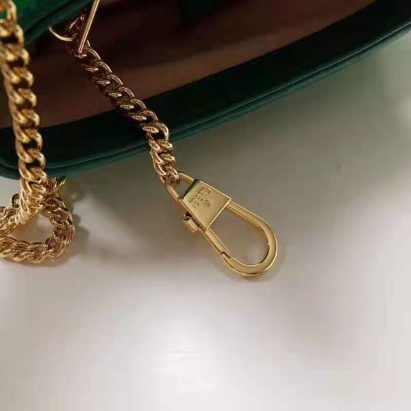 Gucci Unisex GG Marmont Super Mini Bag Green Diagonal Matelassé Leather (9)