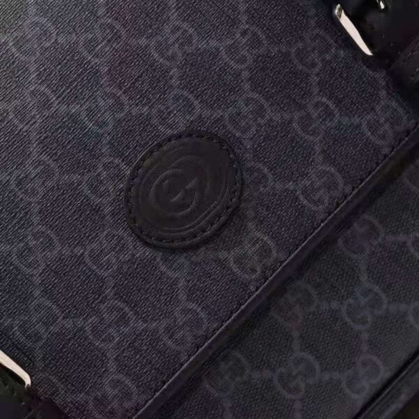 Gucci Unisex GG Messenger Bag Black GG Supreme Canvas Black Leather (6)