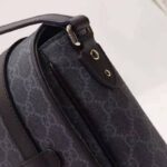 Gucci Unisex GG Messenger Bag Black GG Supreme Canvas Black Leather – Image 11