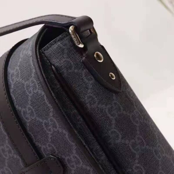 Gucci Unisex GG Messenger Bag Black GG Supreme Canvas Black Leather (8)