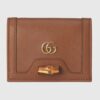 Gucci Unisex Gucci Diana Card Case Wallet Double G Brown Leather