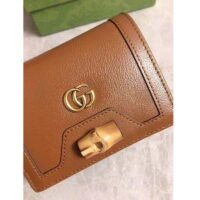 Gucci Unisex Gucci Diana Card Case Wallet Double G Brown Leather (2)