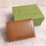 Gucci Unisex Gucci Diana Card Case Wallet Double G Brown Leather – Image 3