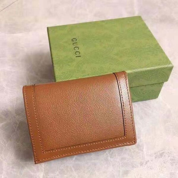 Gucci Unisex Gucci Diana Card Case Wallet Double G Brown Leather (6)