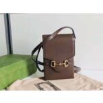 Gucci Unisex Gucci Horsebit 1955 Mini Bag Brown Leather Gold-Toned Hardware - immagine 2