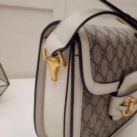 Gucci Unisex Gucci Horsebit 1955 Small Shoulder Bag Beige Ebony GG Supreme Canvas