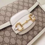 Gucci Unisex Gucci Horsebit 1955 Small Shoulder Bag Beige Ebony GG Supreme Canvas - Image 7