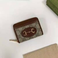 Gucci Unisex Gucci Horsebit Card Case Beige Ebony GG Supreme Canvas