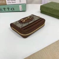 Gucci Unisex Gucci Horsebit Card Case Beige Ebony GG Supreme Canvas