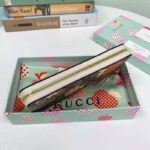 Gucci Unisex Gucci Les Pommes Zip Around Wallet Beige Brown Ebony GG Supreme Canvas - Image 7